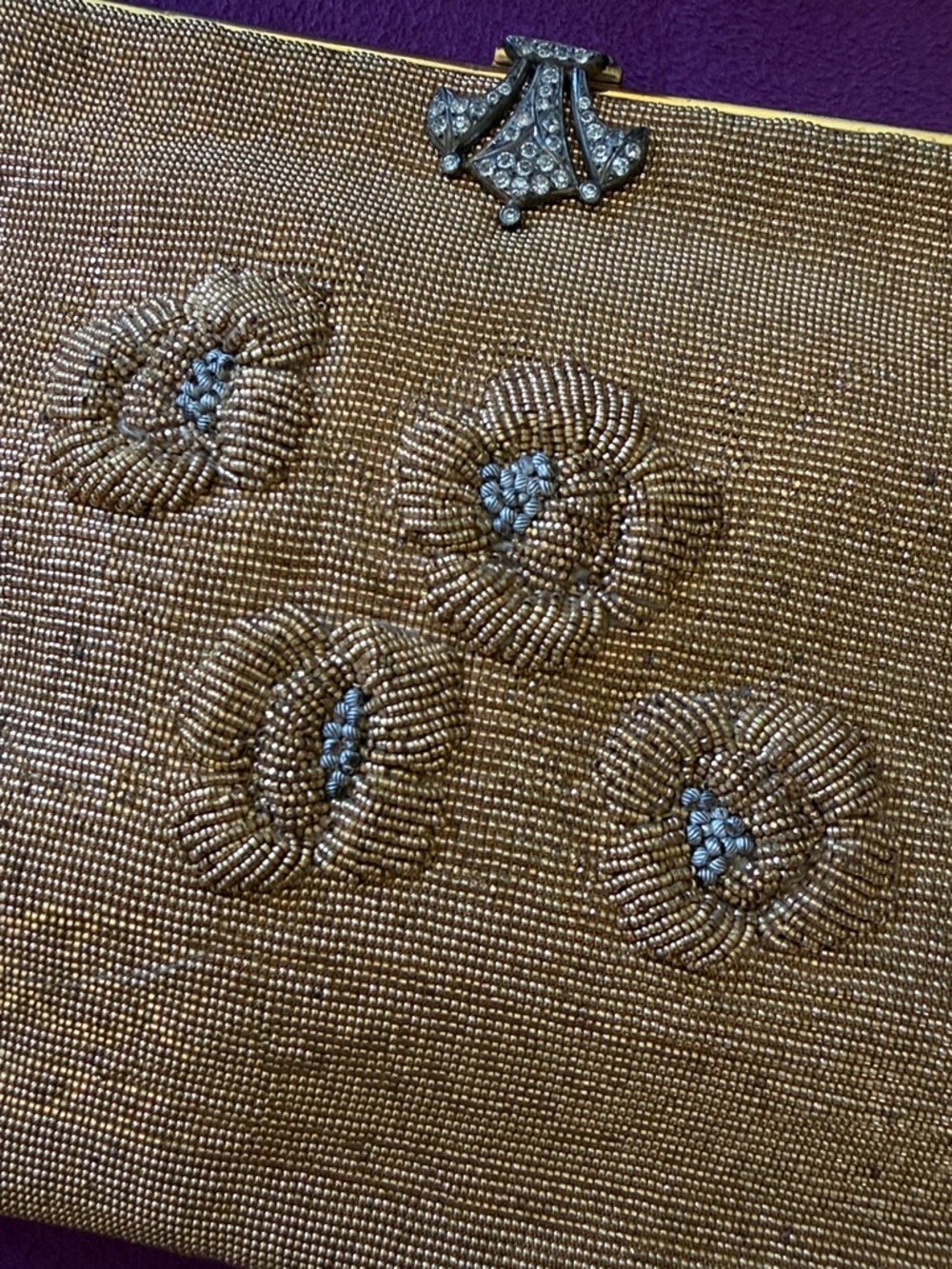Stunning vintage Rosenfeld made in France Gold Beaded Evening Bag New Condition - Picture 7 of 10